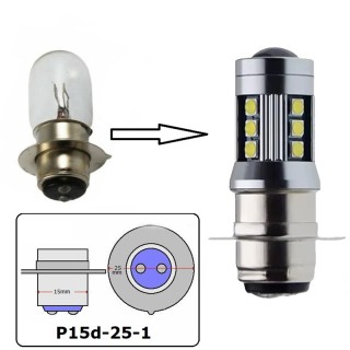 Диодна крушка (LED крушка) за мотоциклети, сктутери, АТВ P15d